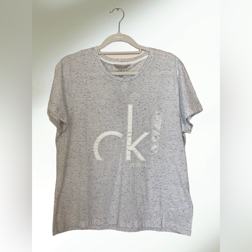 CK Jeans T-Shirt Gray Blue Specs X-Large